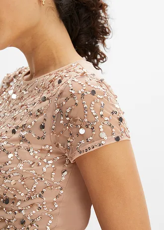 Dlouhé šaty s pajetkovou výšivkou • růžová • bonprix obchod