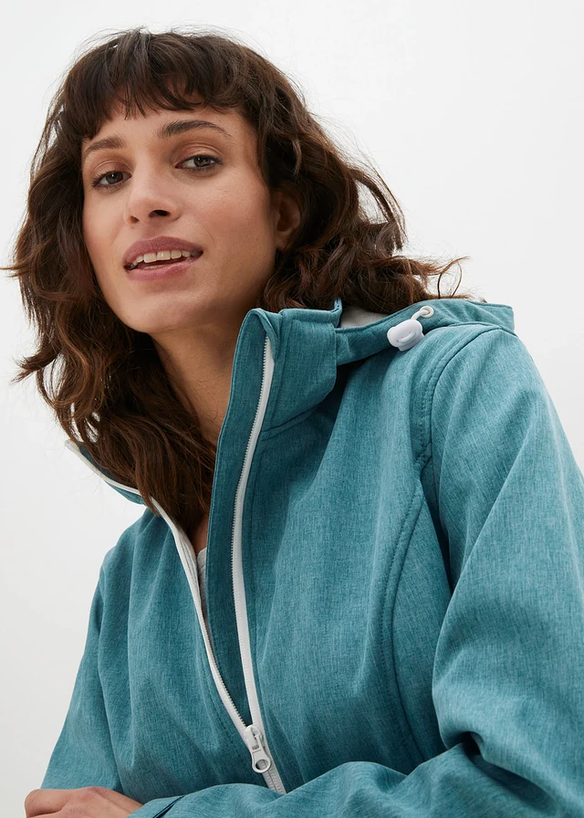 Softshell jas, waterafstotend • zeeturkoois mêlee • product-page.page-title-suffix