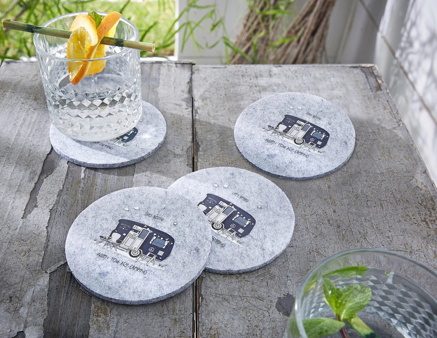 Onderzetter met camper (set van 4) • grijs • bonprix online shop