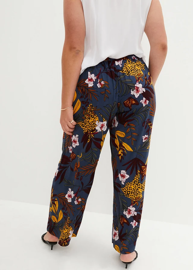 Marlene Dietrich broek van viscose, Kleur: donkergrijs gedessineerd