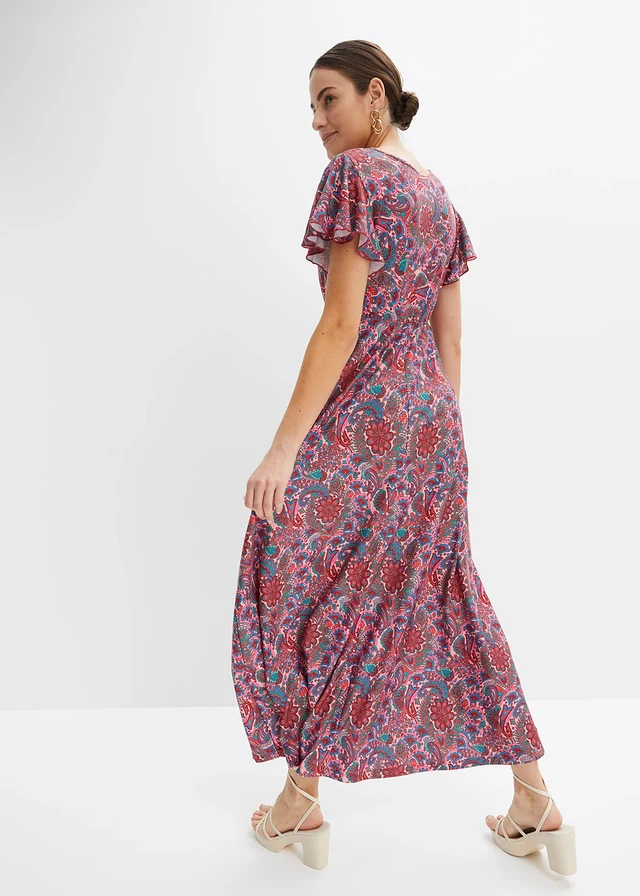 Robe longue en jersey imprimé, Couleur: rose