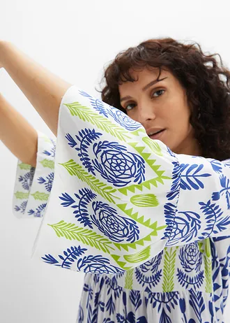 Maxi šaty ze splývavé viskózy • bílá-modrá-zelená • bonprix obchod