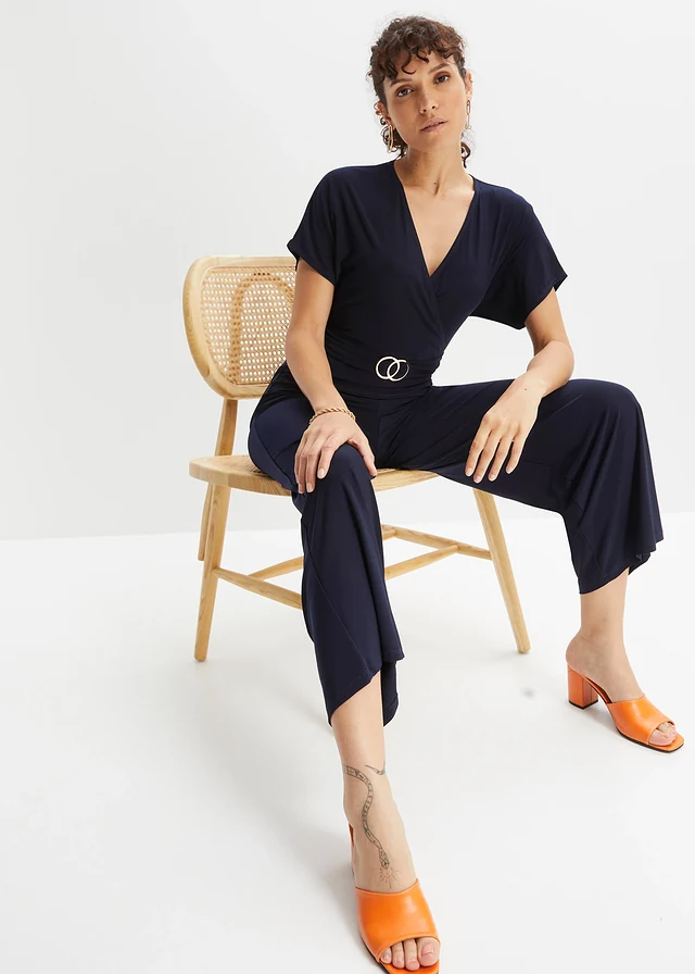 Jersey jumpsuit, Kleur: donkerblauw