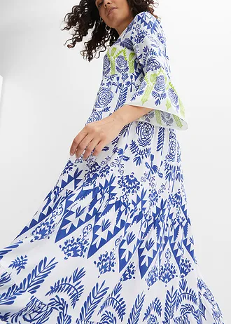 Maxi jurk van soepel vallende viscose • wit...-blauw-groen • bonprix online shop