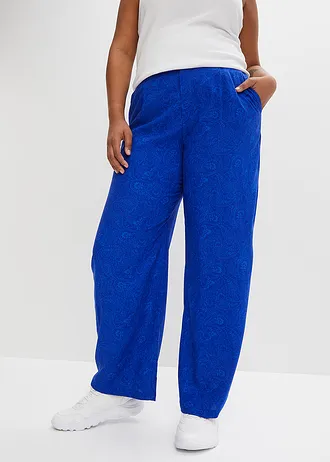 Palazzo broek van soepele viscose, Kleur: blauw