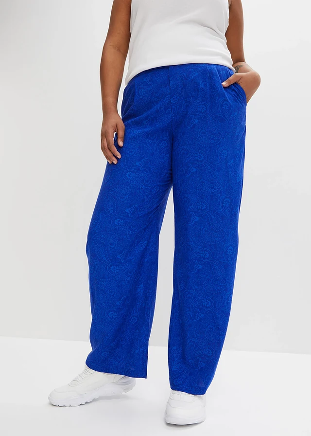 Palazzo broek van soepele viscose, Kleur: blauw