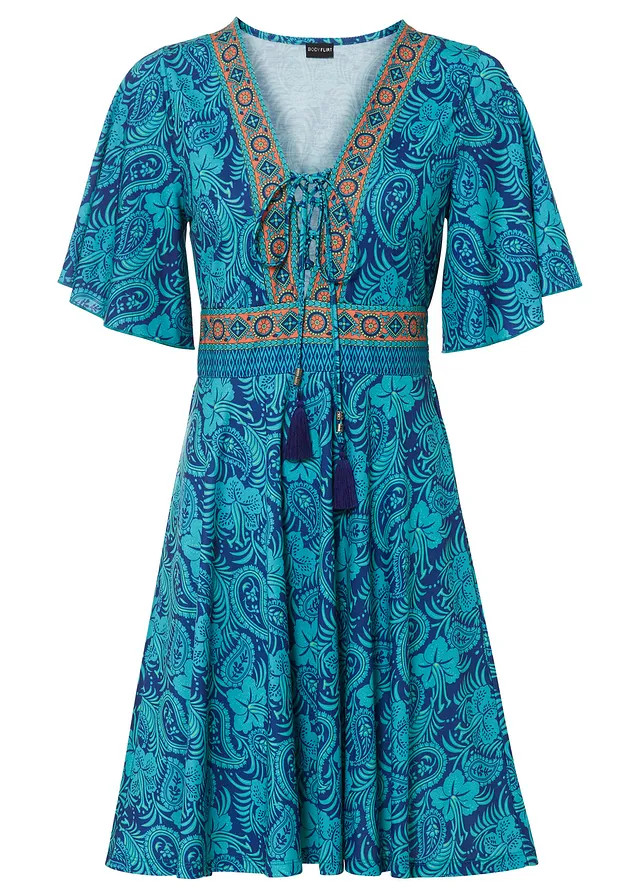 Jersey jurk • turkoois paisley • bonprix online shop