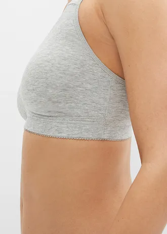 Sutien invizibil fără armătură, cu bumbac (set/2 buc.), culoare: gri melanj, alb