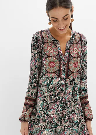 Robe-tunique en viscose fluide, petite • noir • Boutique bonprix