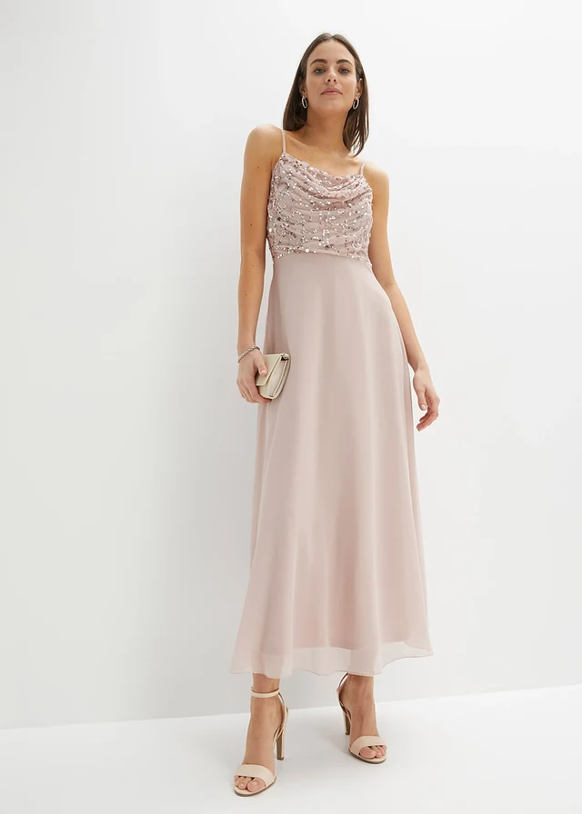Robe à fines bretelles et haut à sequins brodés