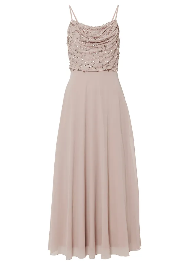 Robe à fines bretelles et haut à sequins brodés