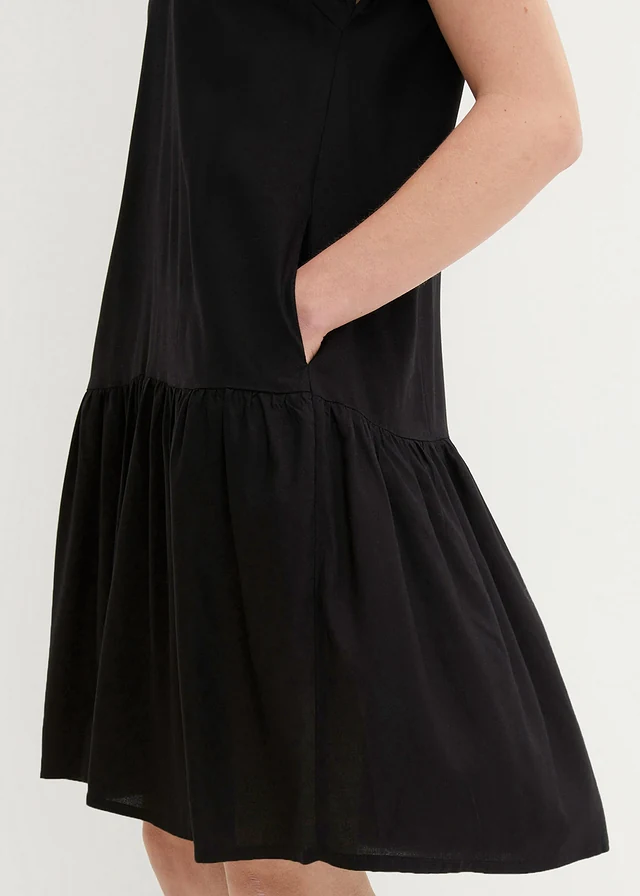 Knielange, geweven tuniekjurk van viscose • zwart • product-page.page-title-suffix
