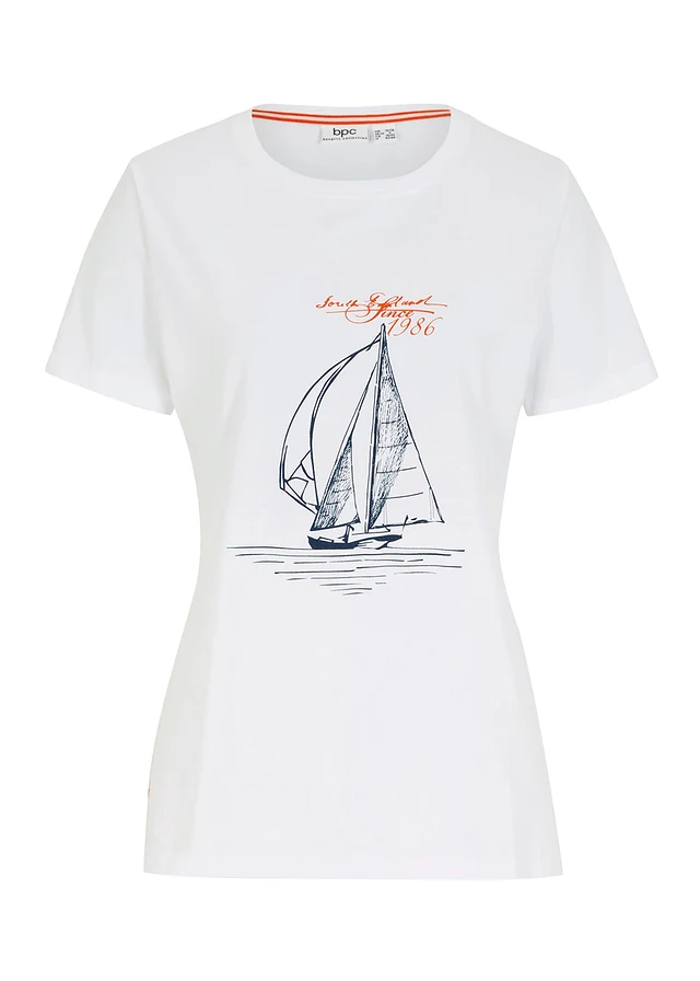 T-shirt coton imprimé et fendu sur le côté