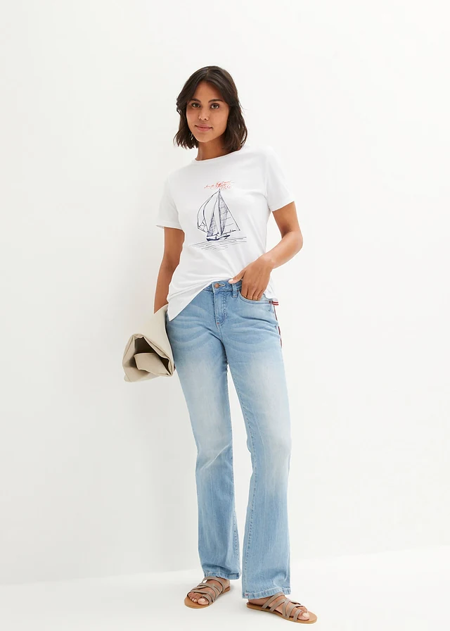 T-shirt coton imprimé et fendu sur le côté • blanc imprimé • product-page.page-title-suffix
