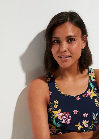 Bralette bikini in wikkellook (2-dlg. set) • donkerblauw gebloemd • bonprix online shop