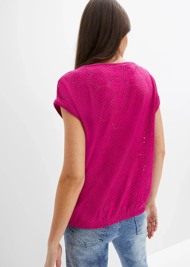 T-shirt en broderie anglaise • rose fuchsia • product-page.page-title-suffix