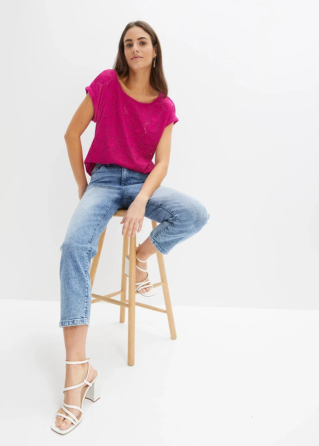 T-shirt en broderie anglaise • rose fuchsia • product-page.page-title-suffix