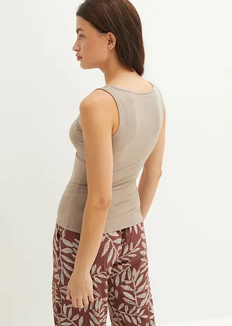 Žebrovaný top, barva: hnědošedá