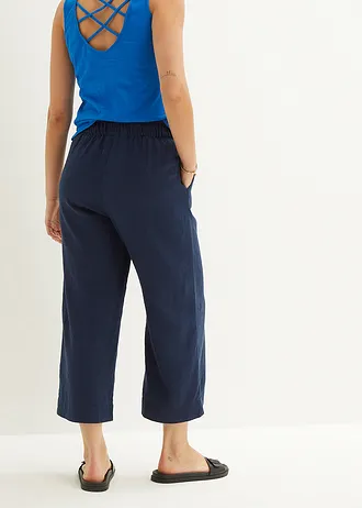 Culotte met linnen, tot op de kuit • donkerblauw • bonprix online shop