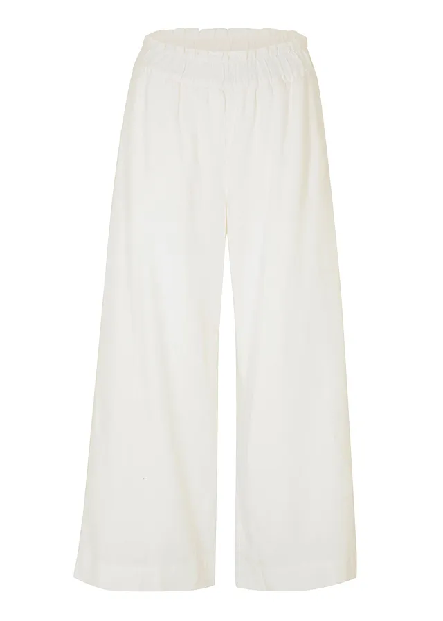 Culotte met linnen, tot op de kuit, Kleur: wit