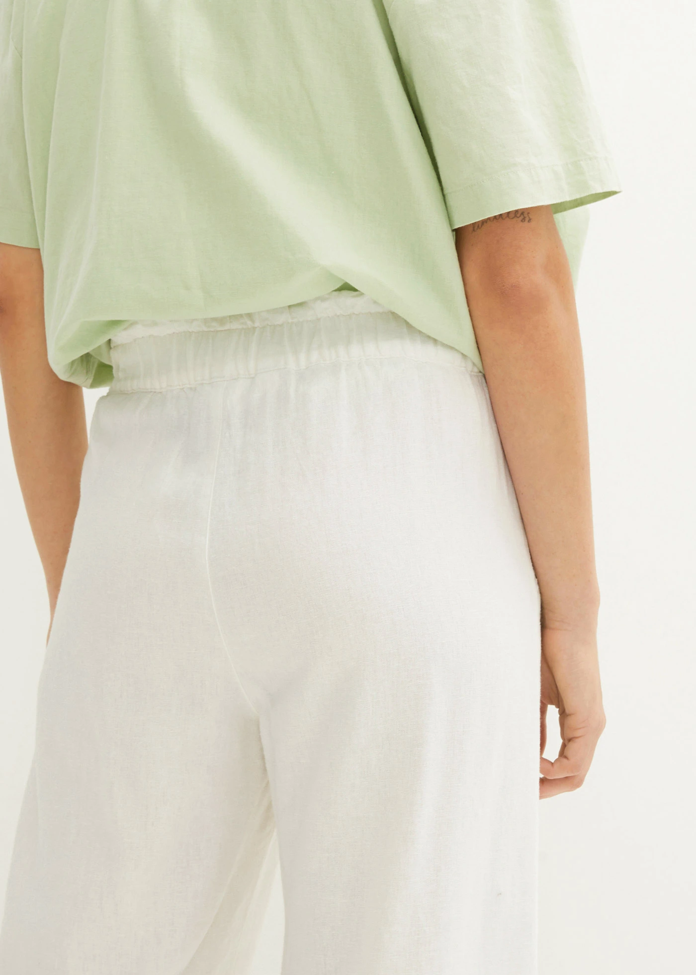 Culotte met linnen, tot op de kuit • wit • bonprix online shop