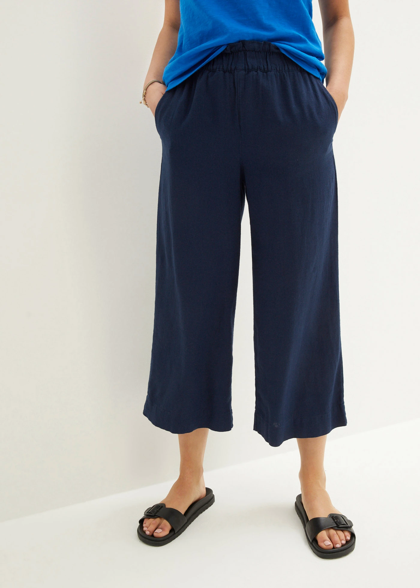 Pantalon large, longueur mollet • bleu foncé • Boutique bonprix
