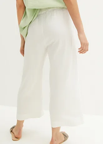 Culotte met linnen, tot op de kuit • wit • bonprix online shop