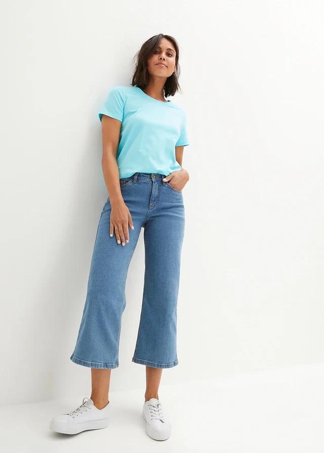 Wide leg jeans mid waist, cropped • blue stone • product-page.page-title-suffix
