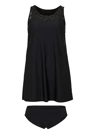 Sneldrogende tankini, lange maten (2-dlg. set), Kleur: zwart