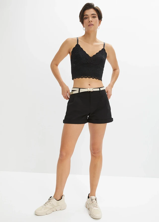Short van katoen, Kleur: zwart