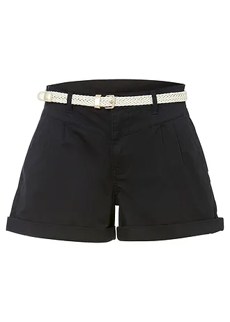 Short met riem, Kleur: zwart