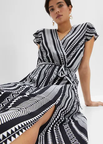 Midi jurk van viscose • zwart/wit gestreept • bonprix online shop