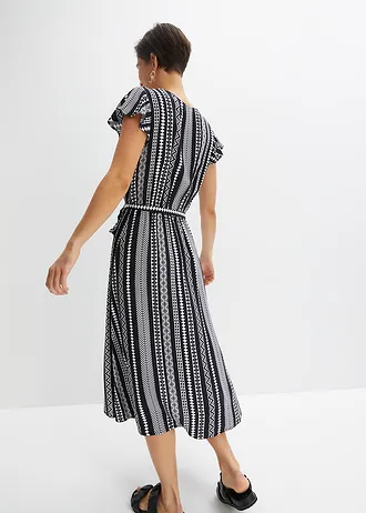 Midi jurk van viscose • zwart/wit gestreept • bonprix online shop