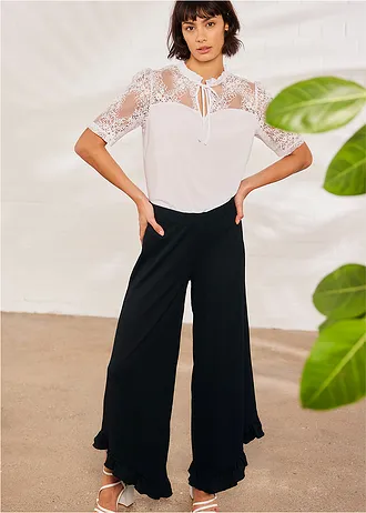 Slip-on broek van gestructureerd crêpe • zwart • bonprix online shop