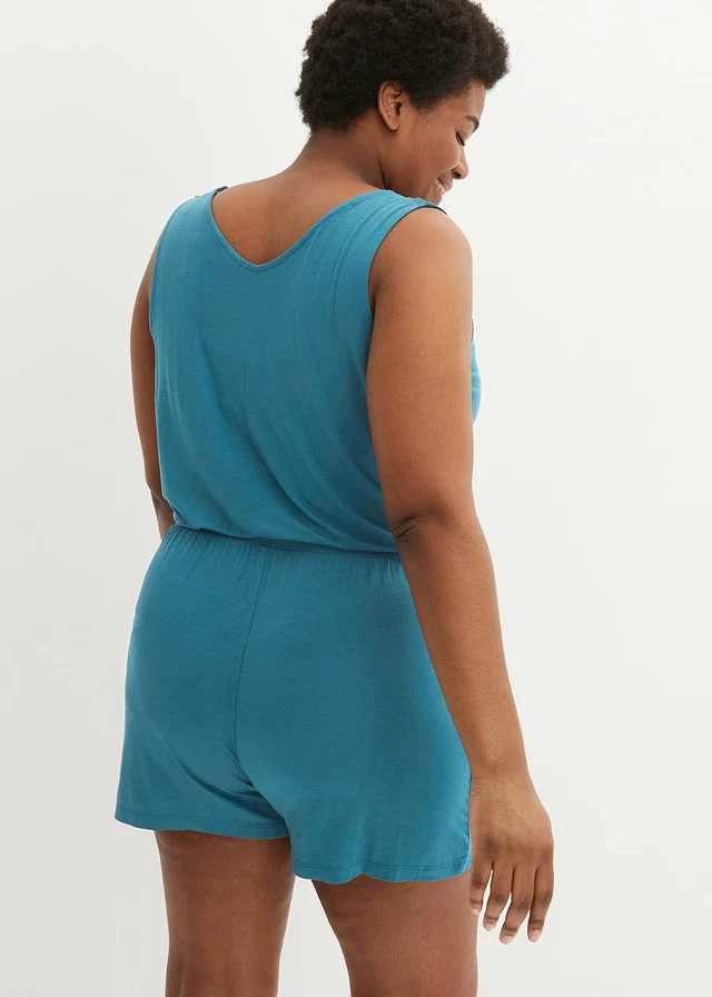 Combishort en jersey viscose, Couleur: vert poivre