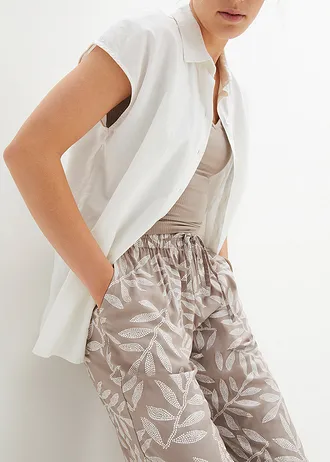Gedessineerde palazzo broek van soepele viscose • taupe-wit gedessineerd • bonprix online shop