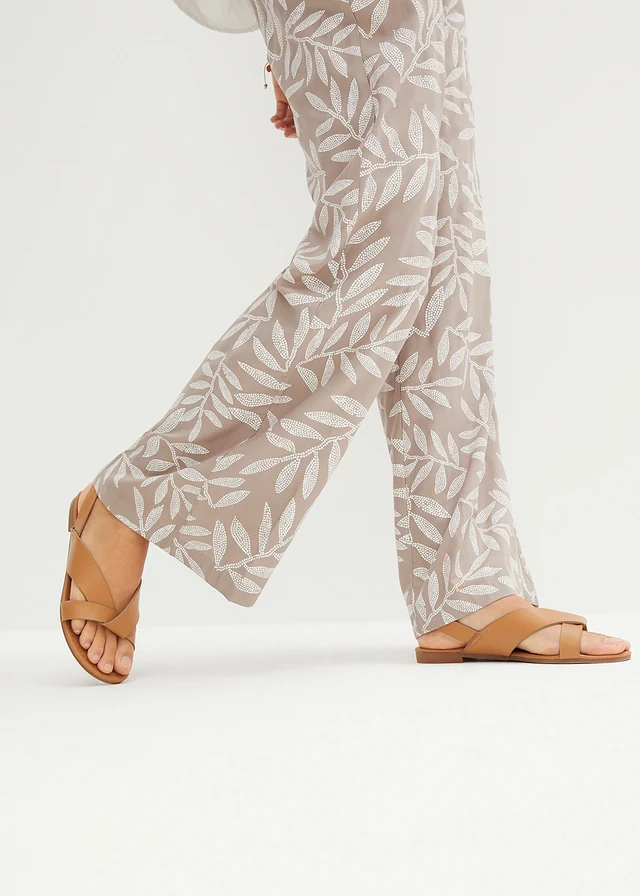 Pantalon palazzo en viscose • taupe/blanc imprimé • product-page.page-title-suffix