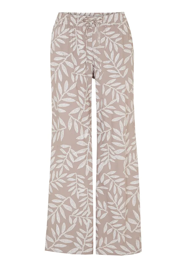 Pantalon palazzo en viscose • taupe/blanc imprimé • Boutique bonprix