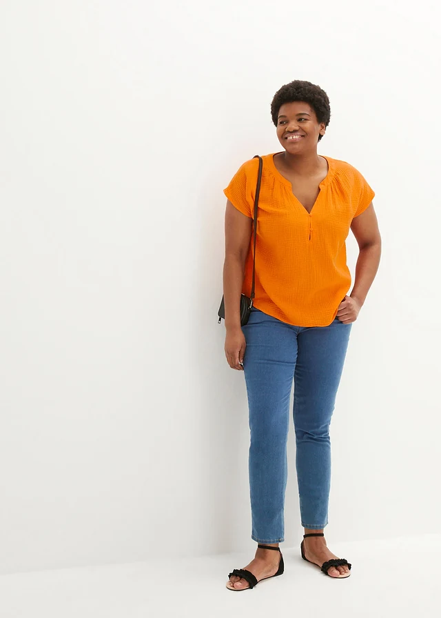 Blouse en gaze de coton, Couleur: orange citrouille