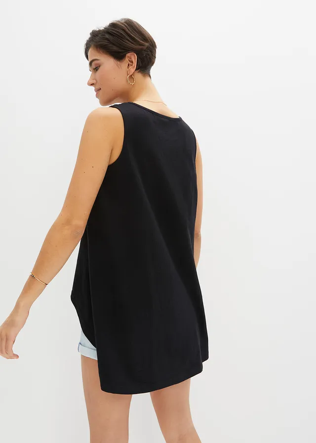 Top en coton, Couleur: noir