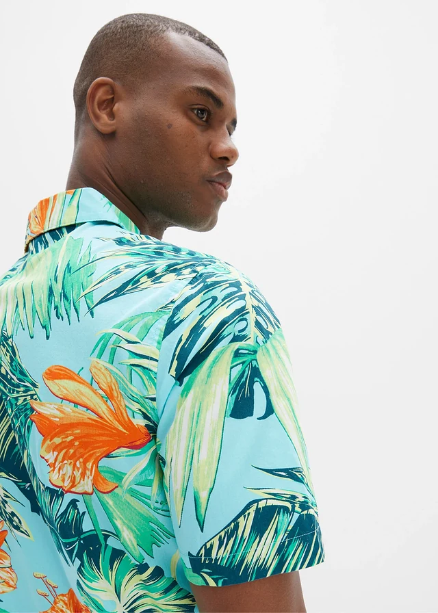 Chemise manches courtes 100% coton • bleu ciel imprimé • product-page.page-title-suffix