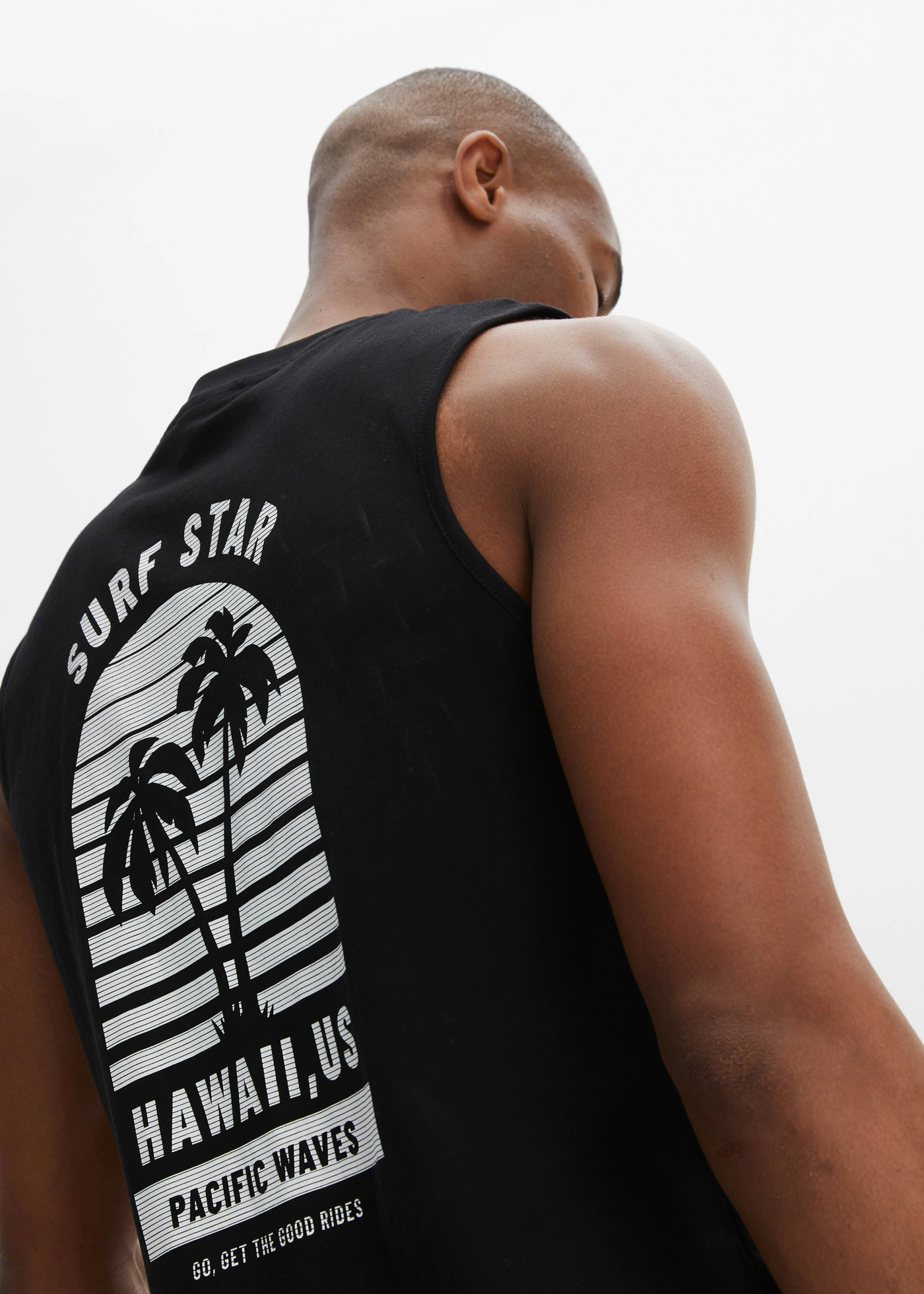 Maiou sport 100% din bumbac, Loose Fit • negru cu imprimeu • magazin bonprix