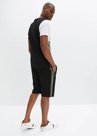 Tricou și bermude sport (set/ 2 piese) • negru-oliv închis-alb • magazin bonprix