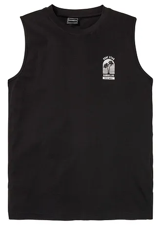 Maiou sport 100% din bumbac, Loose Fit • negru cu imprimeu • magazin bonprix