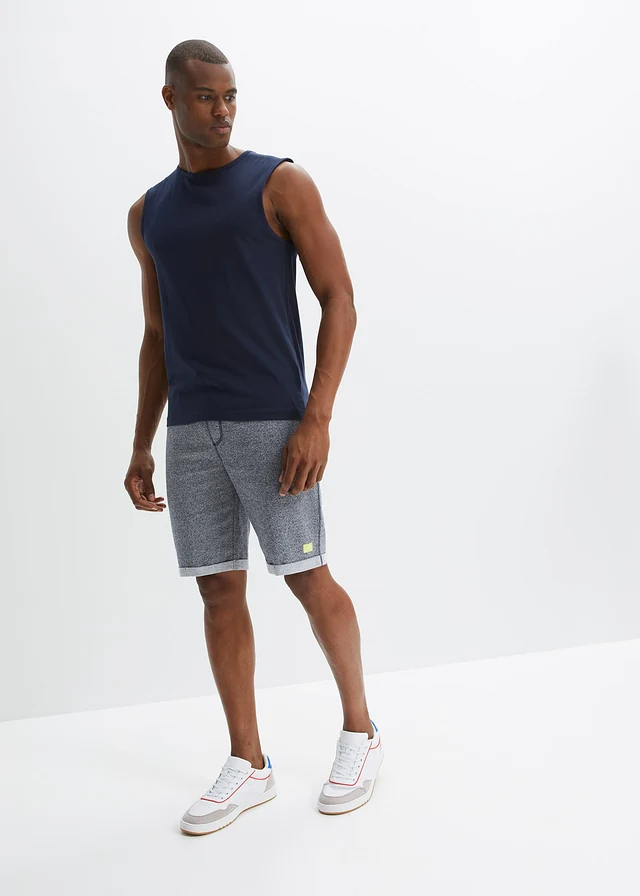 Sweat bermuda, Kleur: donkerblauw-neongeel mêlee