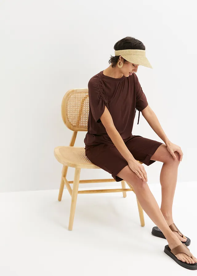 Shirt van soepele viscose, Kleur: terrabruin