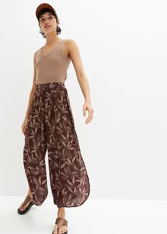 Pantalon palazzo fendu en bas • terre cuite-beige sable imprimé • Boutique bonprix