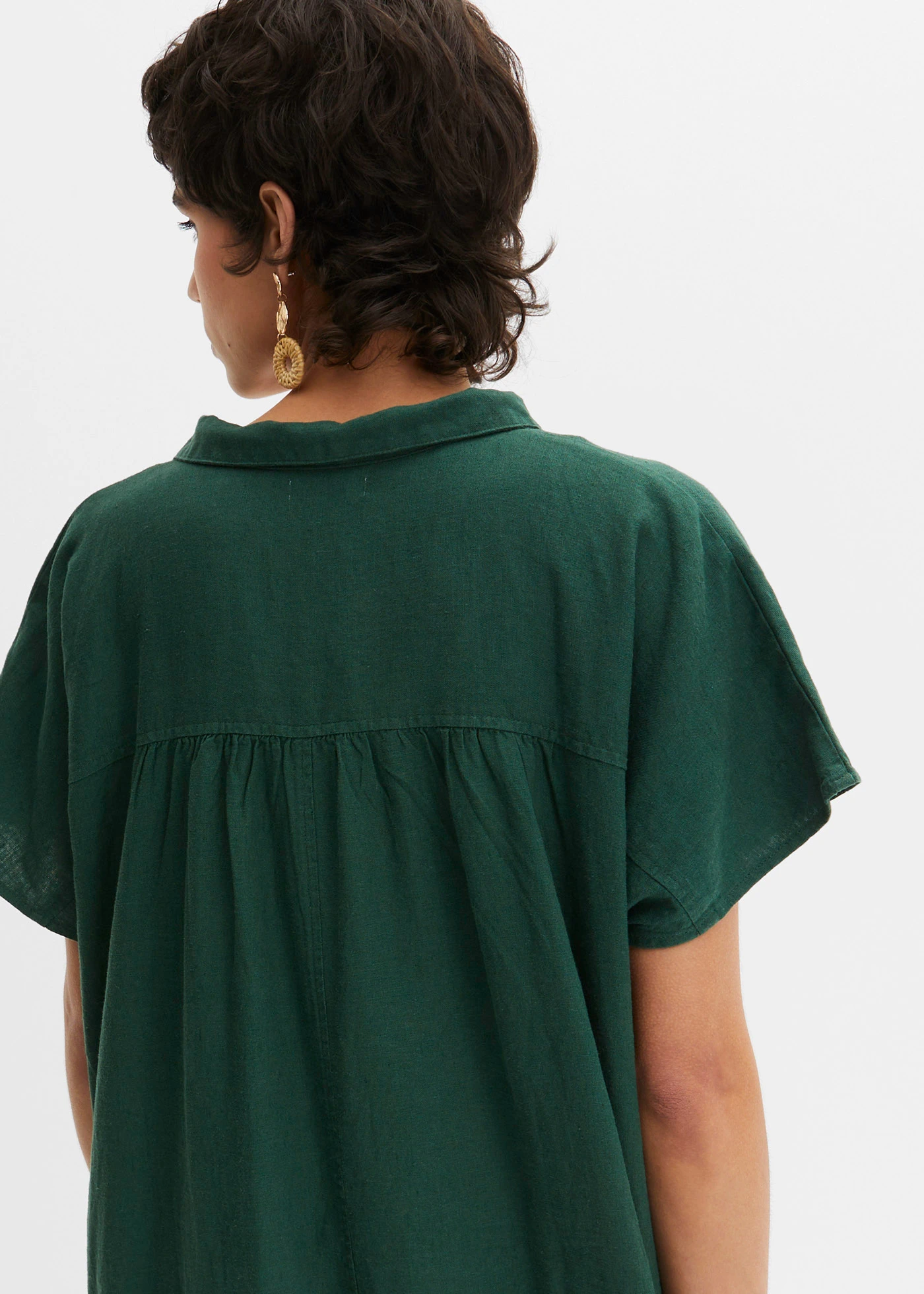 Kaftan jurk met linnen • donkergroen • bonprix online shop