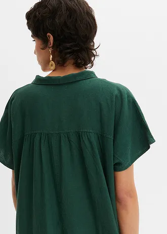 Kaftan jurk met linnen • donkergroen • bonprix online shop