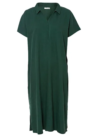 Kaftan jurk met linnen • donkergroen • bonprix online shop